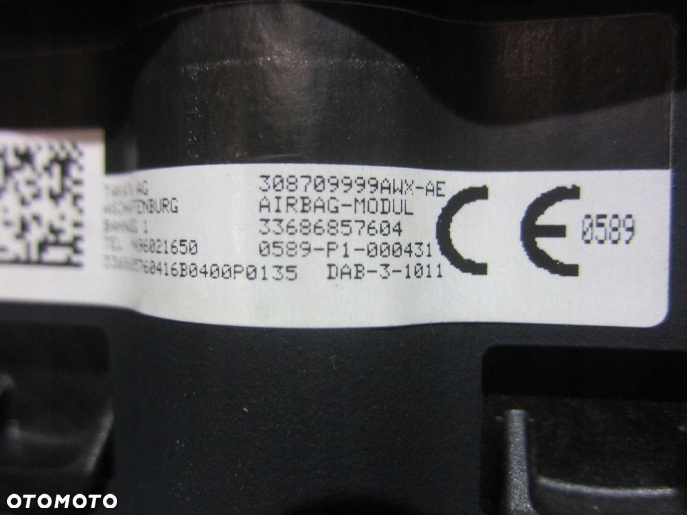 BMW X1 F48 F45 F39 PODUSZKA KIEROWCY AIRBAG 6877541 USA ORYGINA 32306877541 - 9