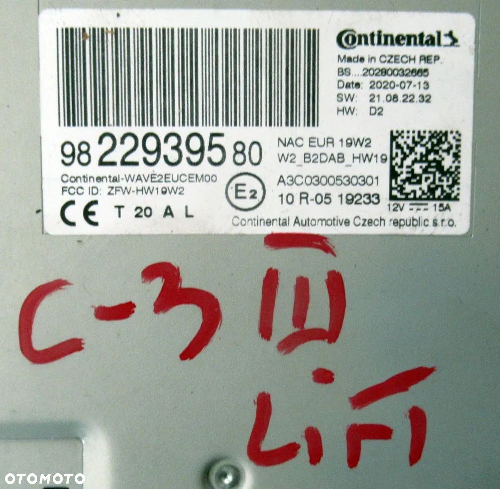 CITROEN C3 III LIFT RADIO MODUŁ CZYTNIK NAWIGACJI 9822939580 - 3