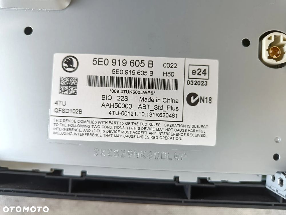 Radio Ekran Skoda Octavia 3 III Czytnik Multimediów Wyświetlacz 5E0035840A 5E0919605B - 9