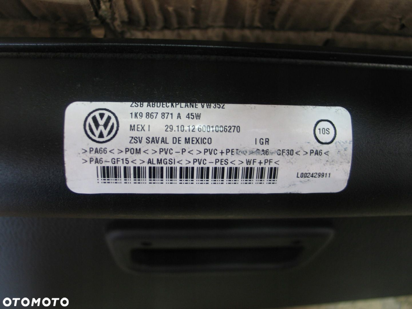 roleta bagaznika vw golf 5 V 6 VI 1K9867871A czarna - 8