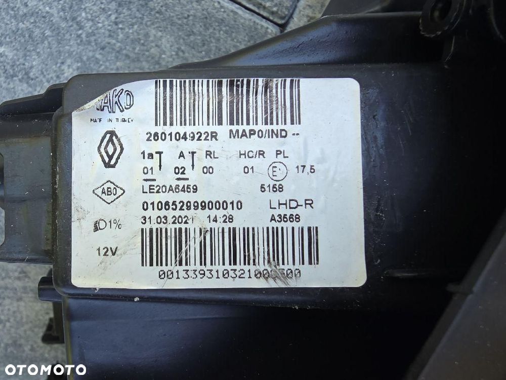 RENAULT CLIO 5 V Lampa prawa Kompletna Full Led 260104922R Długi Led Czarna - 10