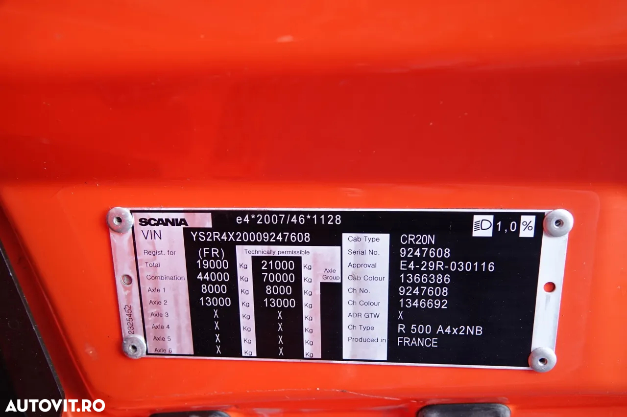 Scania R 500 / SISTEM HIDRAULIC / RETARDER / I-PARK COOL / CABINĂ JOSĂ / COMPLET AIRMATIC / PIELE / JANTE DIN ALIAJ / CONTRACT POST-SERVICE - 36
