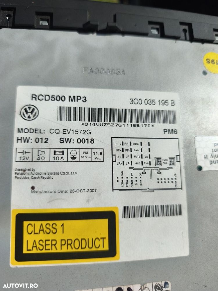 Radio cd player RCD500 mp3 cu cod Volkswagen Passat B6 Golf 5 Jetta To - 3
