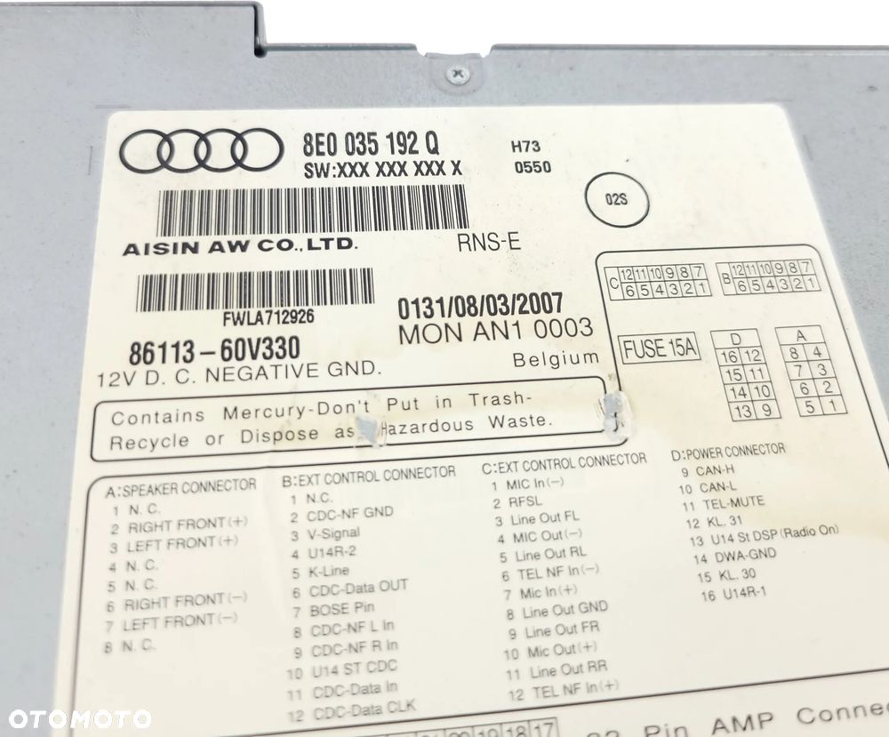 AUDI A4 B6 B7 RNS-E RADIO NAWIGACJA NAVI KOD MENU PL 8E0035192Q - 8