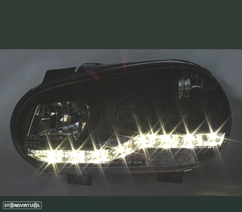 FARÓIS FRENTE LUZ DIURNA LED GOLF IV 4 FUNDO PRETO - 2