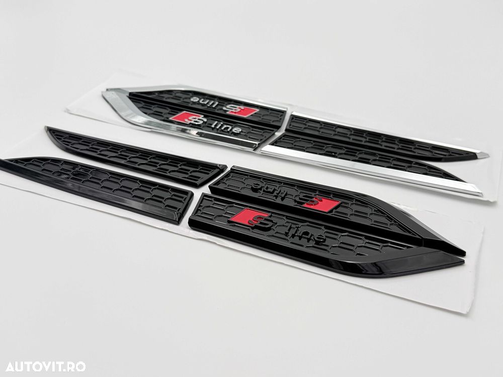 Set Embleme Compatibile Audi A5 S-line F05 aripa/usa crom/negru - 4