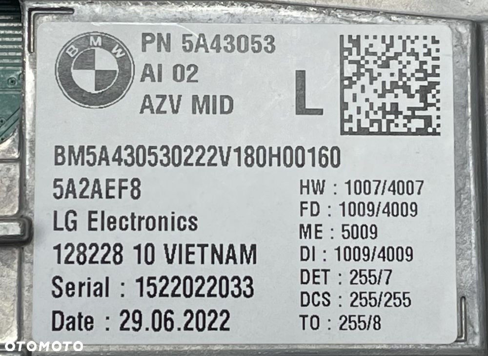 A393  BMW U11 U10 U06  WYŚWIETLACZ NAWIGACJA EKRAN 5A43053 - 9