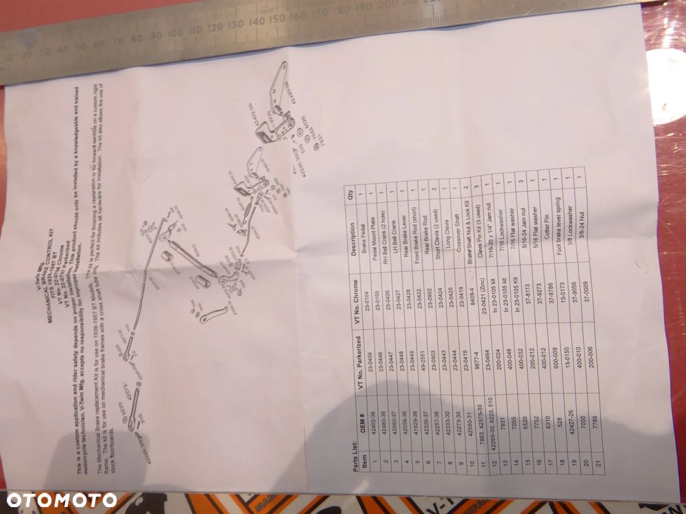 HARLEY UL EL FL KNUCKLEHEAD PANHEAD Zestaw sterowania hamulcem REPLIKA - 13