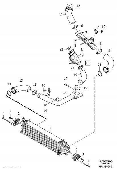VOLVO S90 V90 II lewa rura intercoolera 2,0D OE 32222271 - 2
