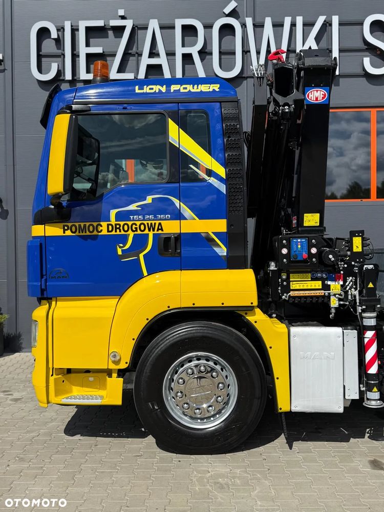 MAN TGS TGX 26.360 E5 laweta uniwersalna 9,36m + Dźwig HDS HMF 1420 K2 / platforma do przewozu kontenerów / pomoc drogowa / platforma / kran krane dzwig hds żuraw - 28