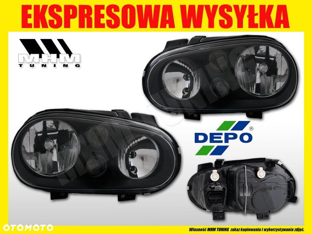 reflektor lampa black halogen depo vw golf iv 4 1j - 2