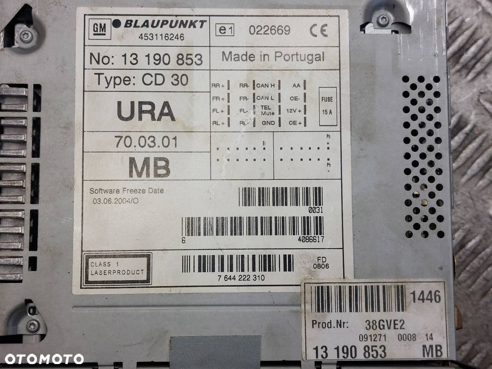 RADIO ODTWARZACZ OPEL VECTRA C 13190853 - 2