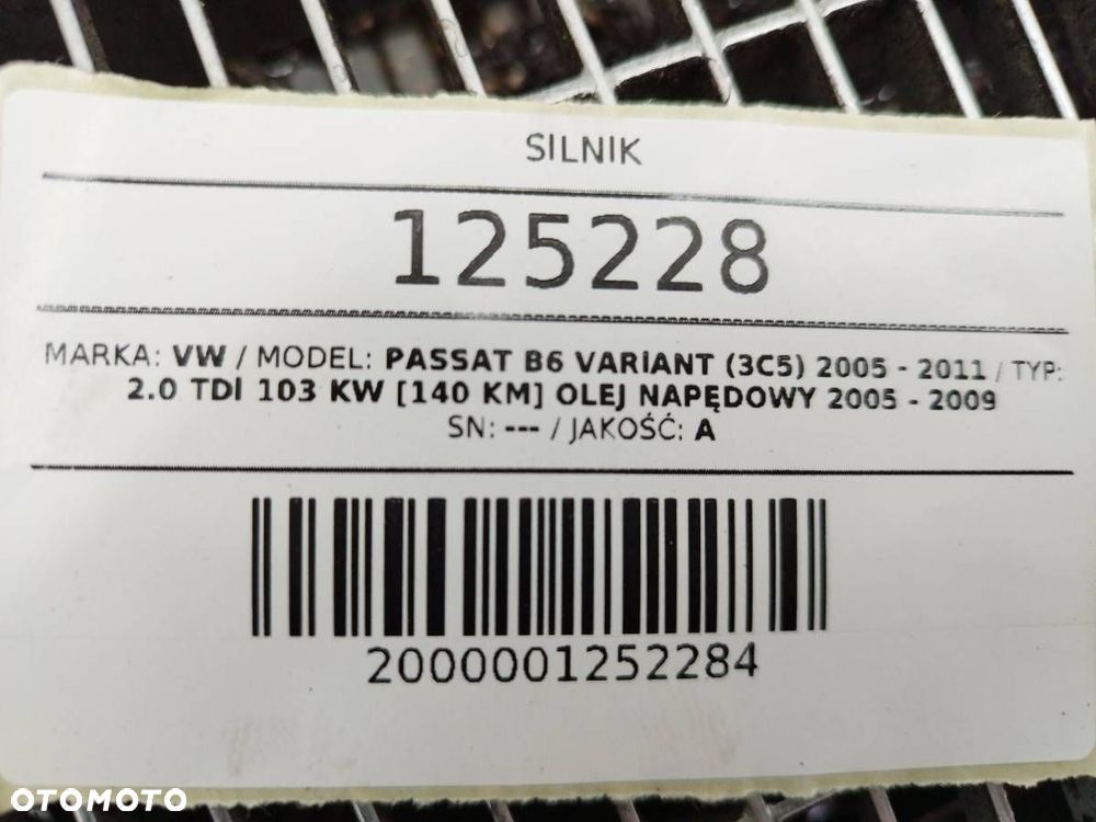 SILNIK KOMPLETNY CBA 2.O TDI 140 VW PASSAT B6 - 10