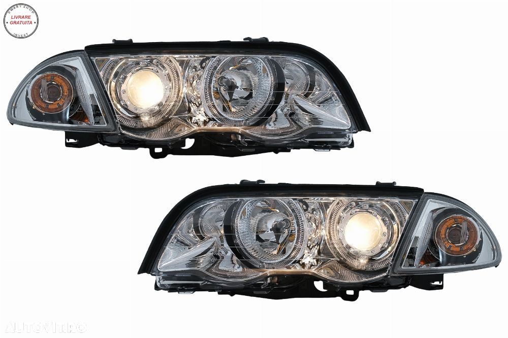 Faruri Angel Eyes BMW Seria 3 E46 Sedan Touring (05.1998-08.2001) Crom- livrare gratuita - 12