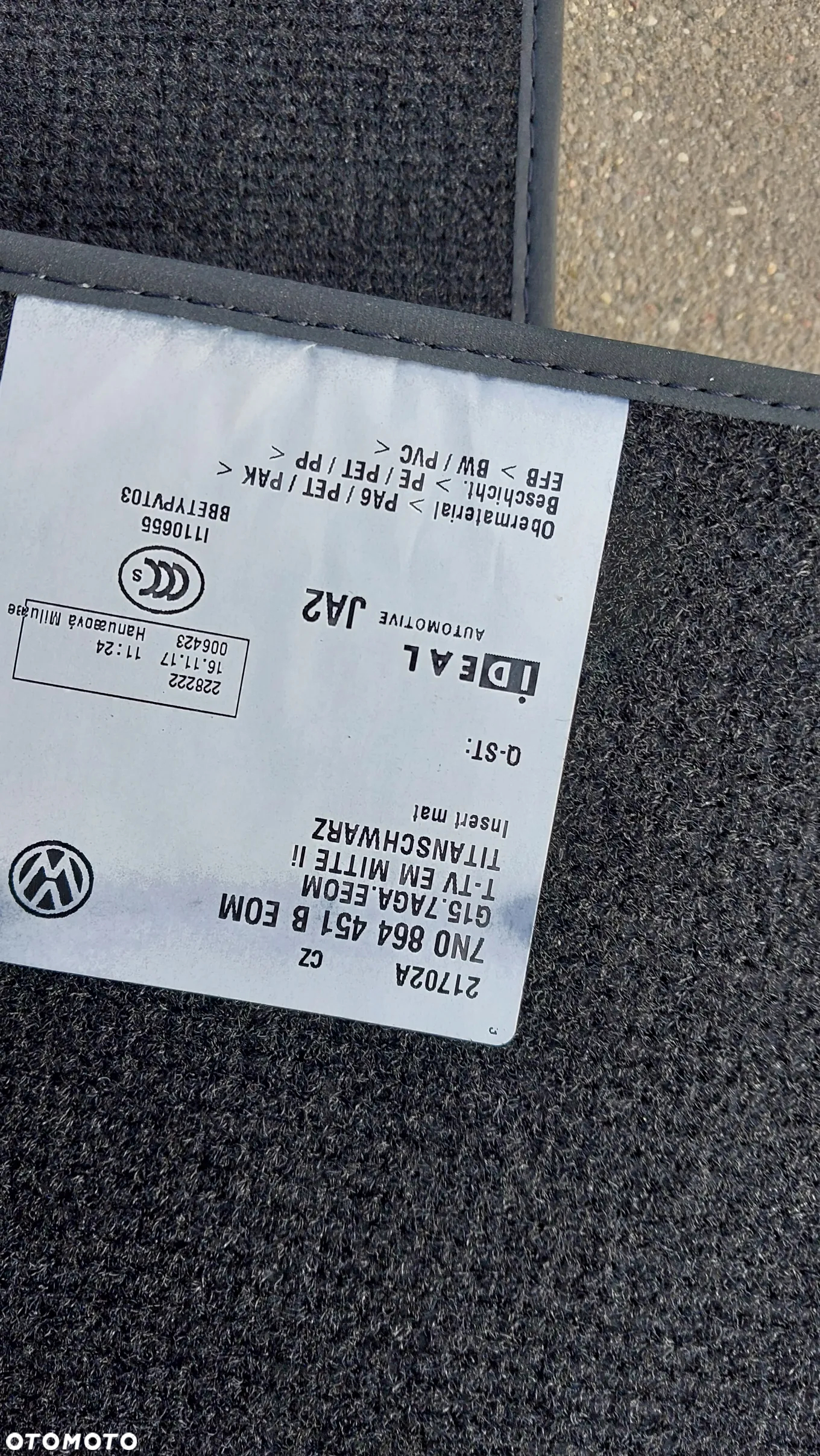 VW SHARAN II 7N 15 R DYWANIKI WELUROWE KOMPLET NA TYL 7N0864450 - 4