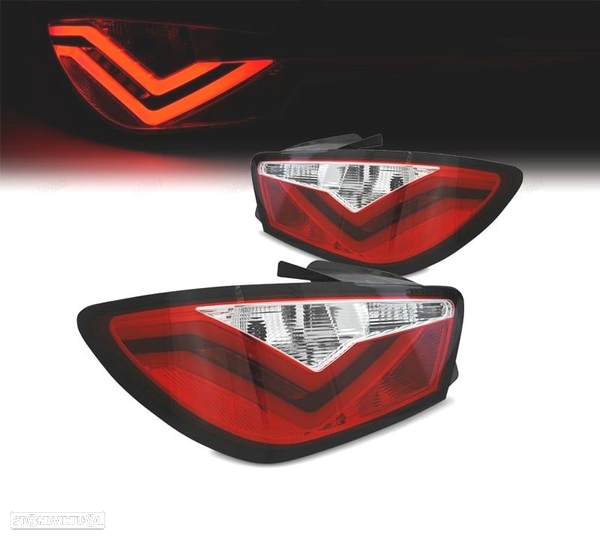 FAROLINS TRASEIROS PARA SEAT IBIZA 08-12 LIGHT BAR FUNDO VERMELHO CROMADO 3 PORTAS