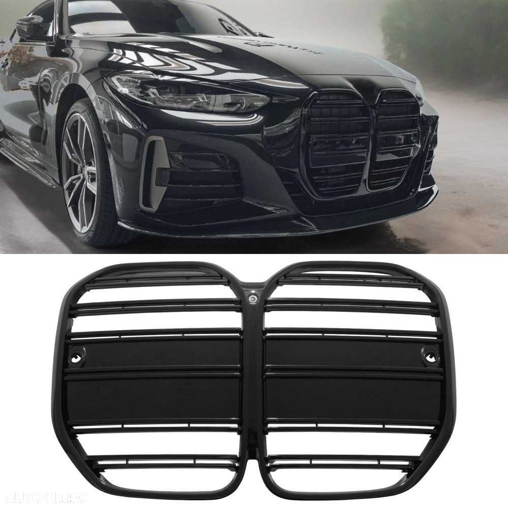 Grila Dubla Grile Nari Duble M BMW Seria 4 G22 G23, Negru Lucios - 2