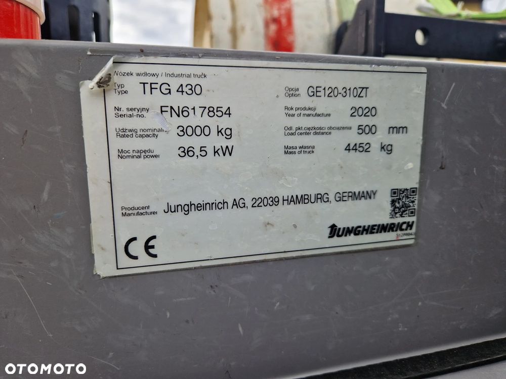 Jungheinrich TFG 430 / LPG / Udźwig  3 tony / Duplex /  Przesuw Boczny / 2020 r. - 12