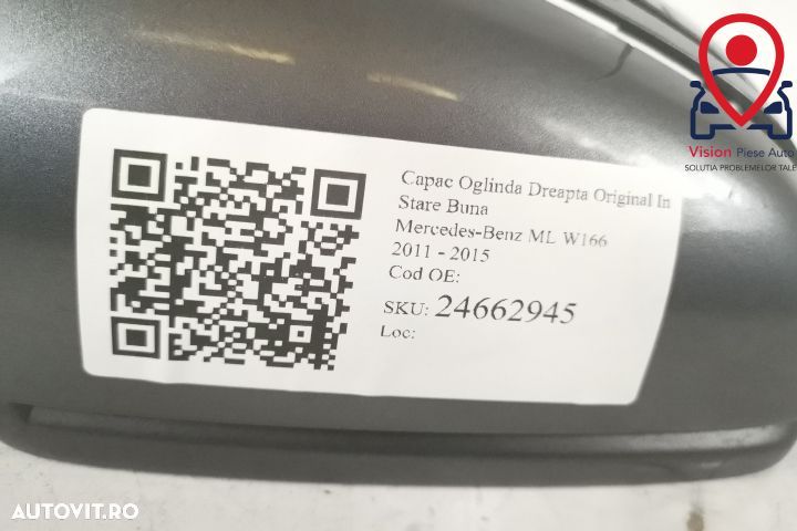 Capac Oglinda Dreapta Original In Stare Buna Mercedes-Benz ML W166 201 - 6