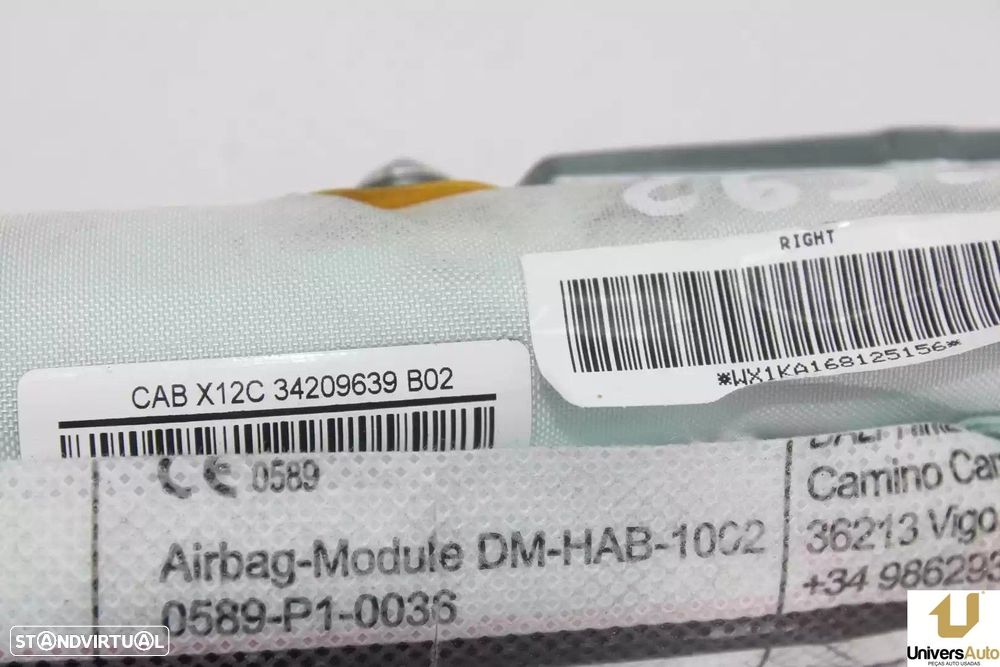 AIRBAG CORTINA FRONTAL DIREITO NISSAN JUKE 2016 -X12C34209639 - 1