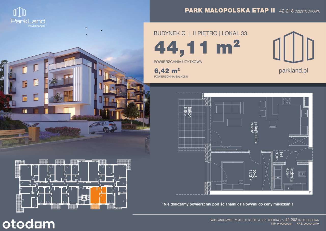 Nowe 2 pokoje Parkitka | balkon | zieleń | Park Małopolska