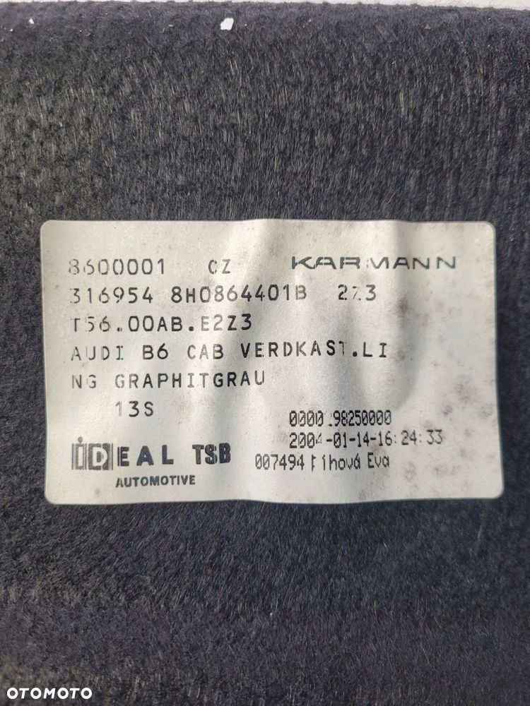 TAPICERKA BOCZEK BAGAŻNIKA LEWY AUDI A4 B6 8H0864401B 2Z3 - 4