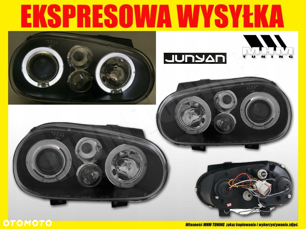 Reflektory Lampy kpl Ringi Angel Eyes Led Diody Czarne VW Golf IV 4 1j 1998 - 6