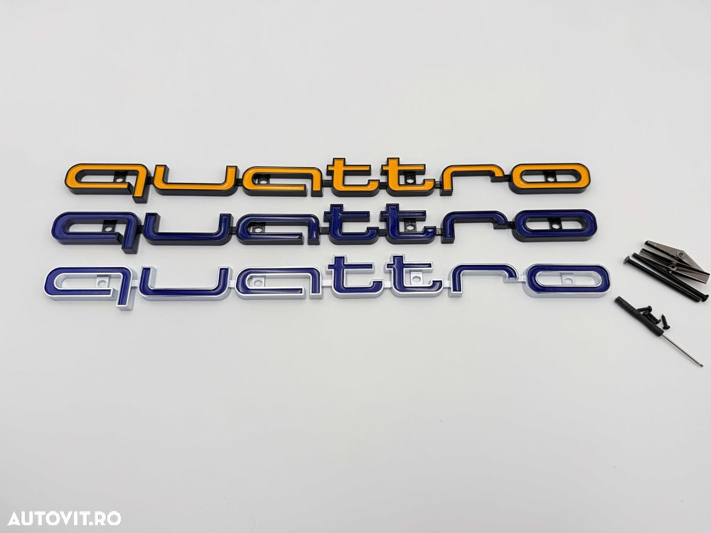Emblema Compatibila Audi QUATTRO crom/albastru grila - 4