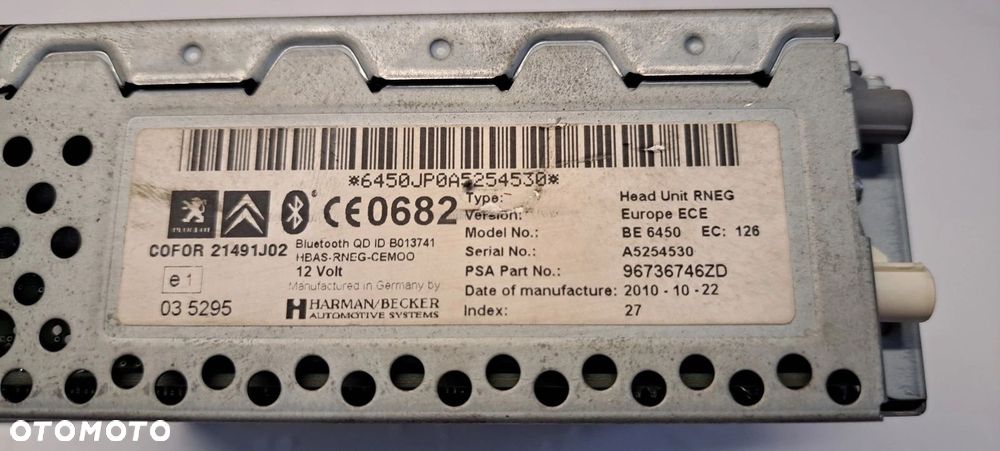 RADIO CD NAVI NAWIGACJA CITROEN C5 III X7 08- 96736746ZD - 3