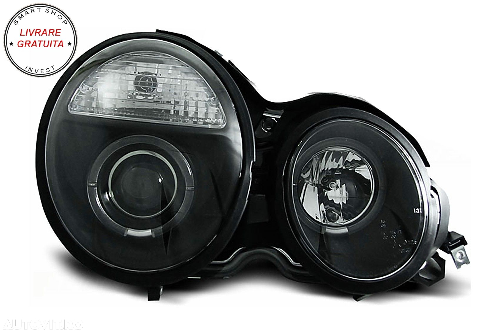 Faruri Angel Eyes Mercedes E-Class W210 S210 (1995-05.1999) Negru- livrare gratuita - 2