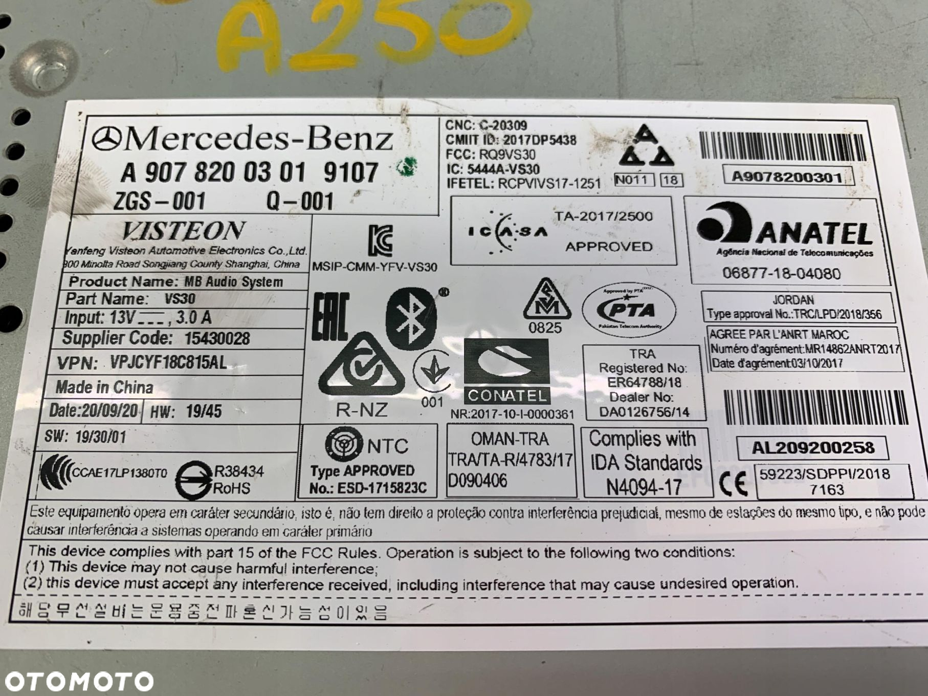 MERCEDES SPRINTER 907 910 2018- RADIO A9078200301 - 4