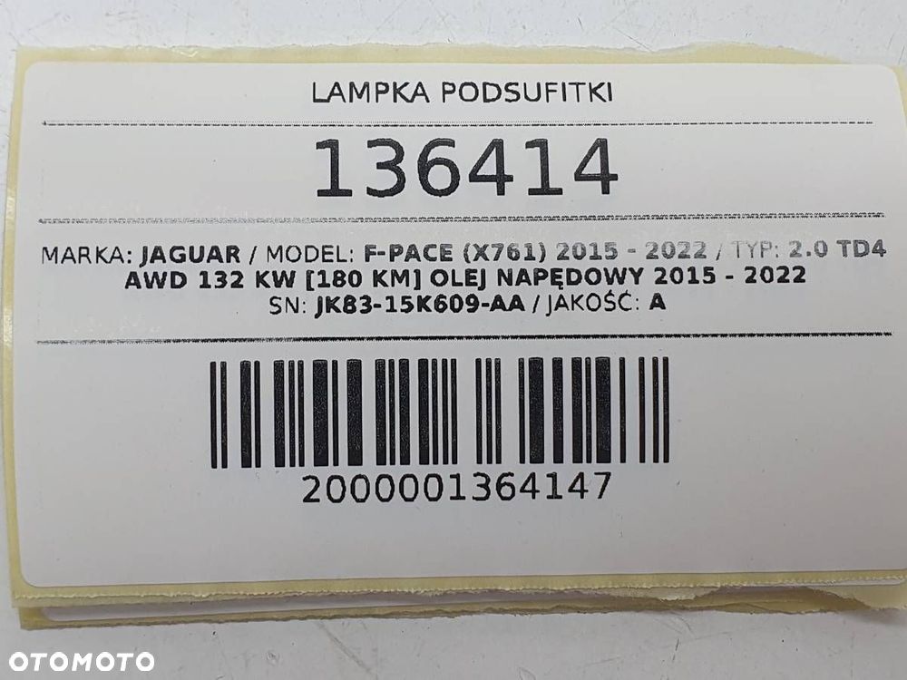 LAMPKA PODSUFITKI JAGUAR F-PACE X761 JK83-15K609-AA - 6