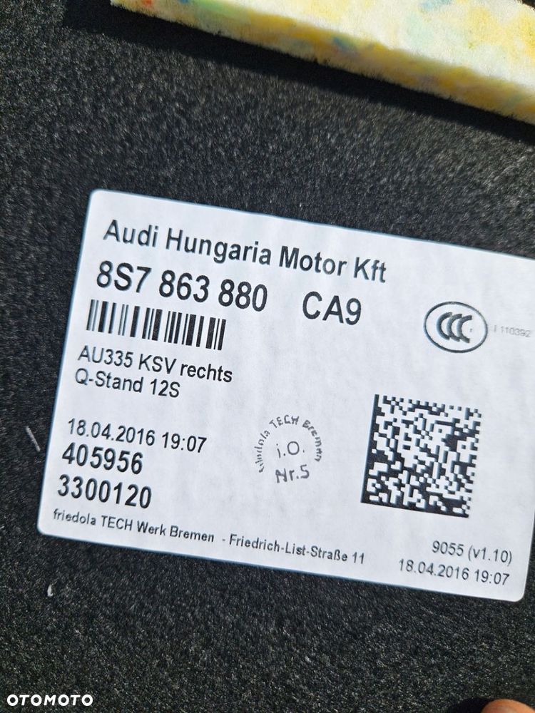 AUDI TT 8S CABRIO BOCZEK BAGAŻNIKA 8S7863880 - 2