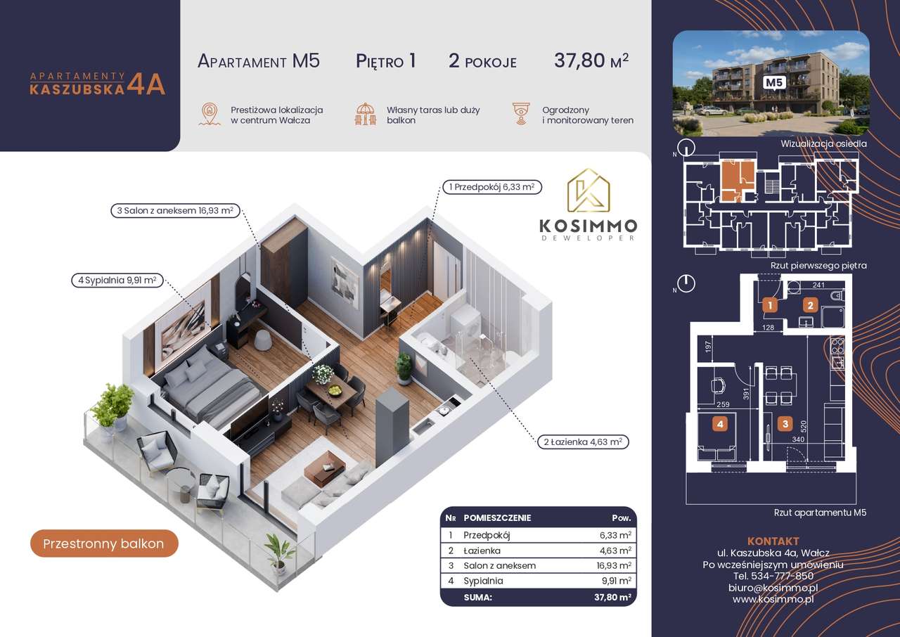 Nowa Inwestycja - Kaszubska 4a - Centrum - 1 Piętro, Balkon, 2 Pokoje