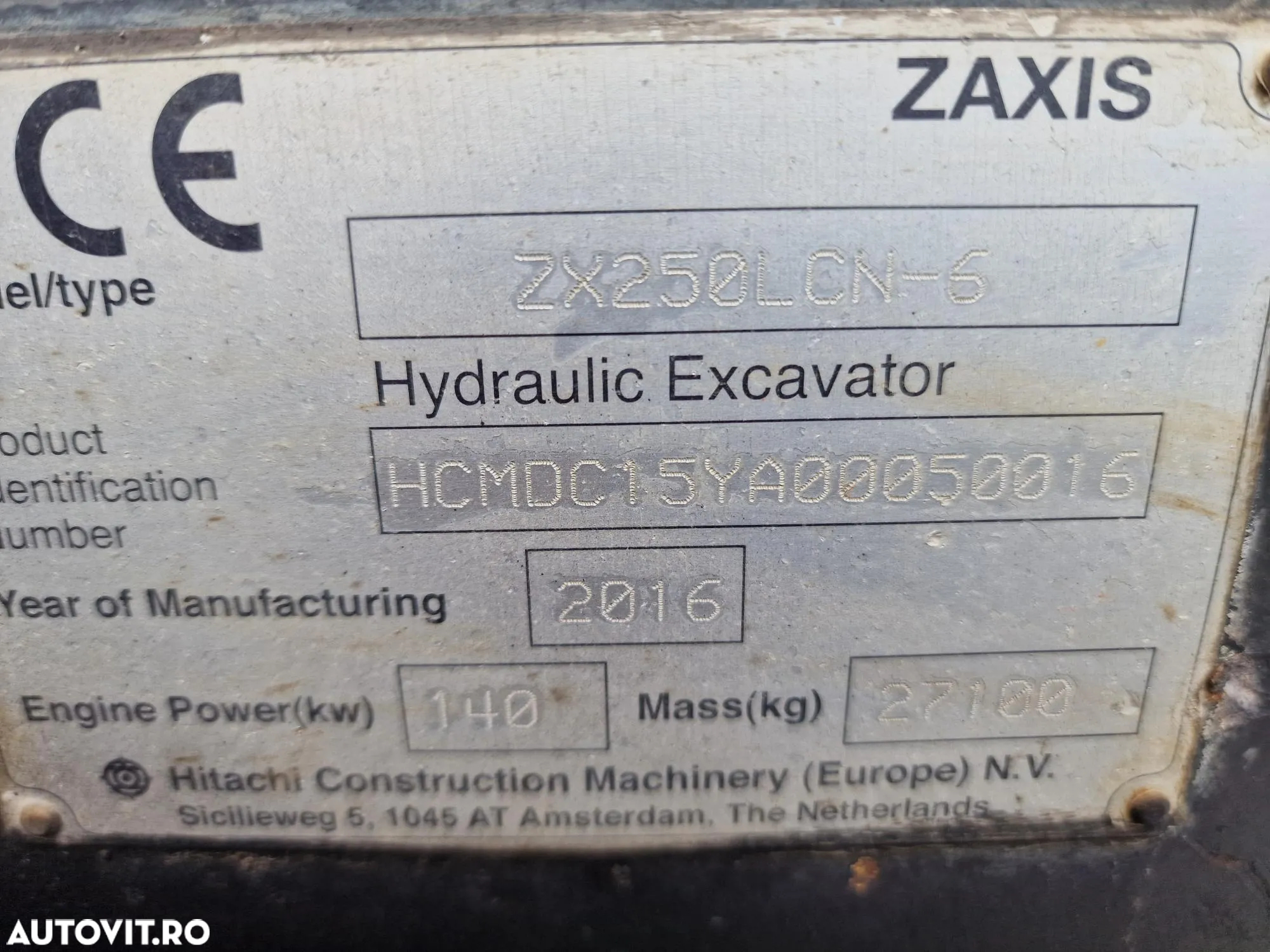 Hitachi ZX250LCN-6, 2016, 8.800h, latime 2,99m, inst picon, a doua inst hidr, gresare automata, protectie cabina, posibilitate leasing, PROMOTIE 77900 EUR+Tva - 11