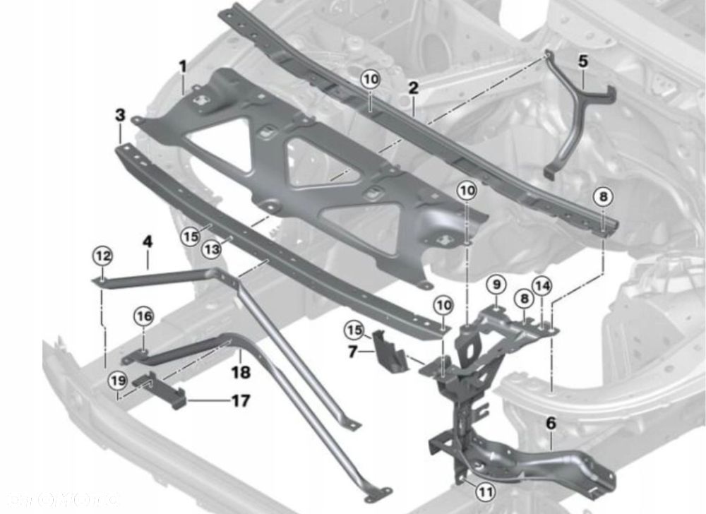 BMW 5 G30 G31 2017+ zestaw WZMOCNIENIA WSPORNIKÓW PASA PRZEDNIEGO V LISTWA - 5