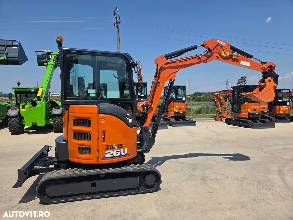 Hitachi ZX26U-6, 2,7tone, 2025, 995h, CUPLA RAPIDA HIDRAULICA+3 CUPE NOI, inst picon pe brate, senile cauciuc 90% ok, latime 1,5m, adancime sapare 3m, ridica 1,7tone, posibilitate leasing 4 ani, CA NOU-PROMOTIE 31.900 EUR+Tva - 3