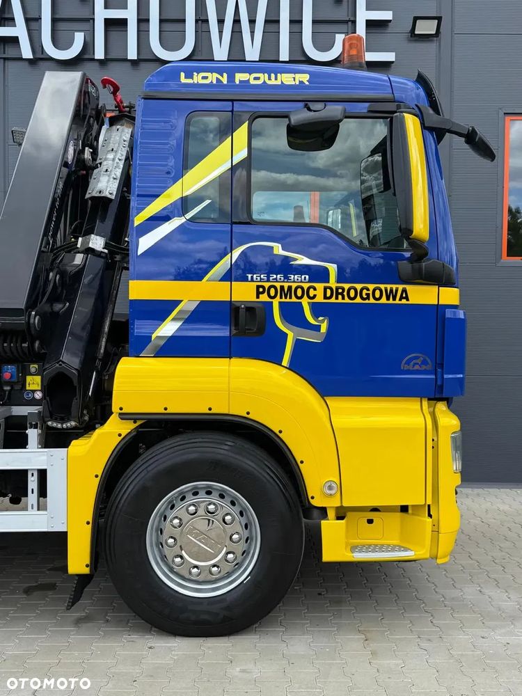 MAN MAN TGS TGX 26.360 E5 laweta uniwersalna 10 m + Dźwig HDS HMF 1420 K2 / platforma do przewozu kontenerów / pomoc drogowa / platforma / kran krane dzwig hds żuraw - 26
