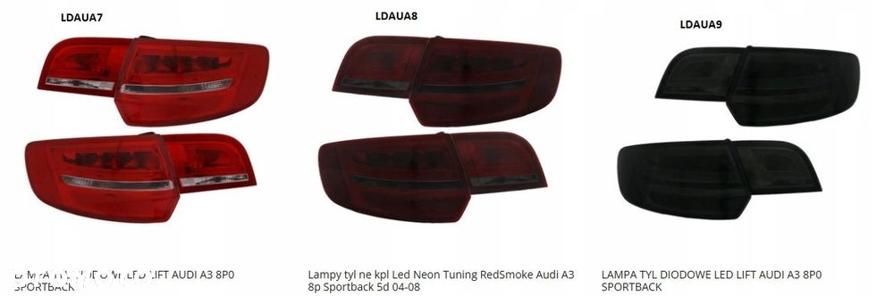 moduł sterownik lampa tyl prawa led depo audi a3 8p lift look sportback 04- - 4