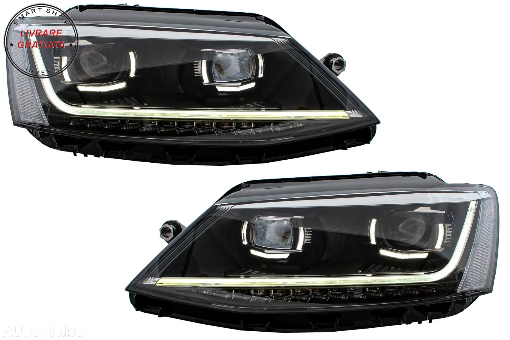 Faruri LED DRL VW Jetta Mk6 VI (2011-2017) Semnal Dinamic Secvential Xenon Matrix - livrare gratuita - 3