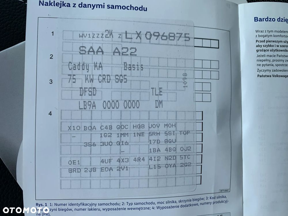 Volkswagen CADDY L1 DFSD MOCNY 2.0TDI 102KM Euro6 Homologacja Cięż. VAT-1 SALON POLSKA SERWISOWANY W ASO VW JEDEN WŁAŚCICIEL JAK NOWY - 28