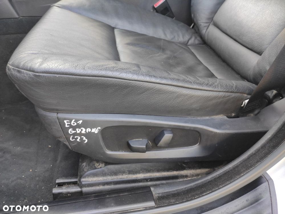 FOTEL LEWY PRZÓD PRZEDNI BMW E60 E61 CZARNA SKÓRA GRZANY - 4