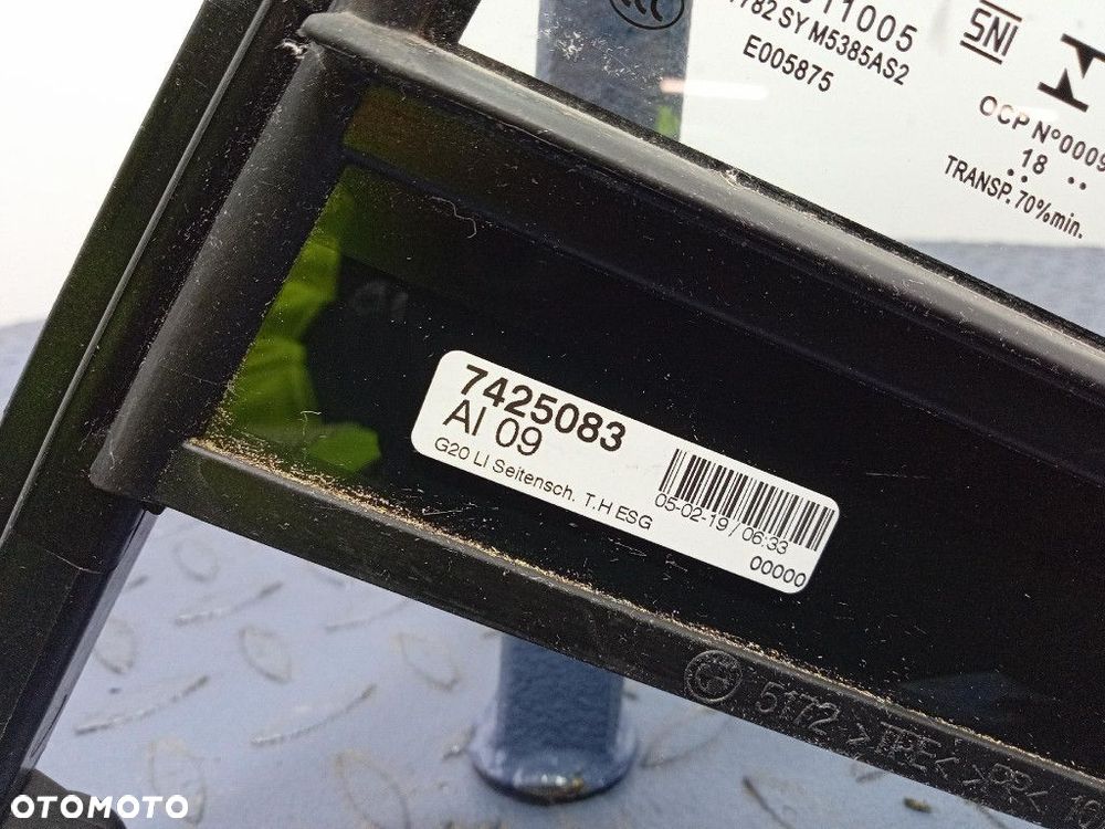 BMW 3 G20 SZYBA DRZWI TYŁ LEWA TYLNA TRÓJKĄT 7425083 2018 - 3