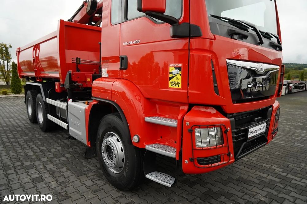 MAN TGS 26.400 / 6x4 / BASCULĂ DUBLĂ + HDS HMF 1530 K2 / HIDRODOXIE LATERALĂ / GRAPPER / TELECOMANDĂ / NAVIGAȚIE / - 13