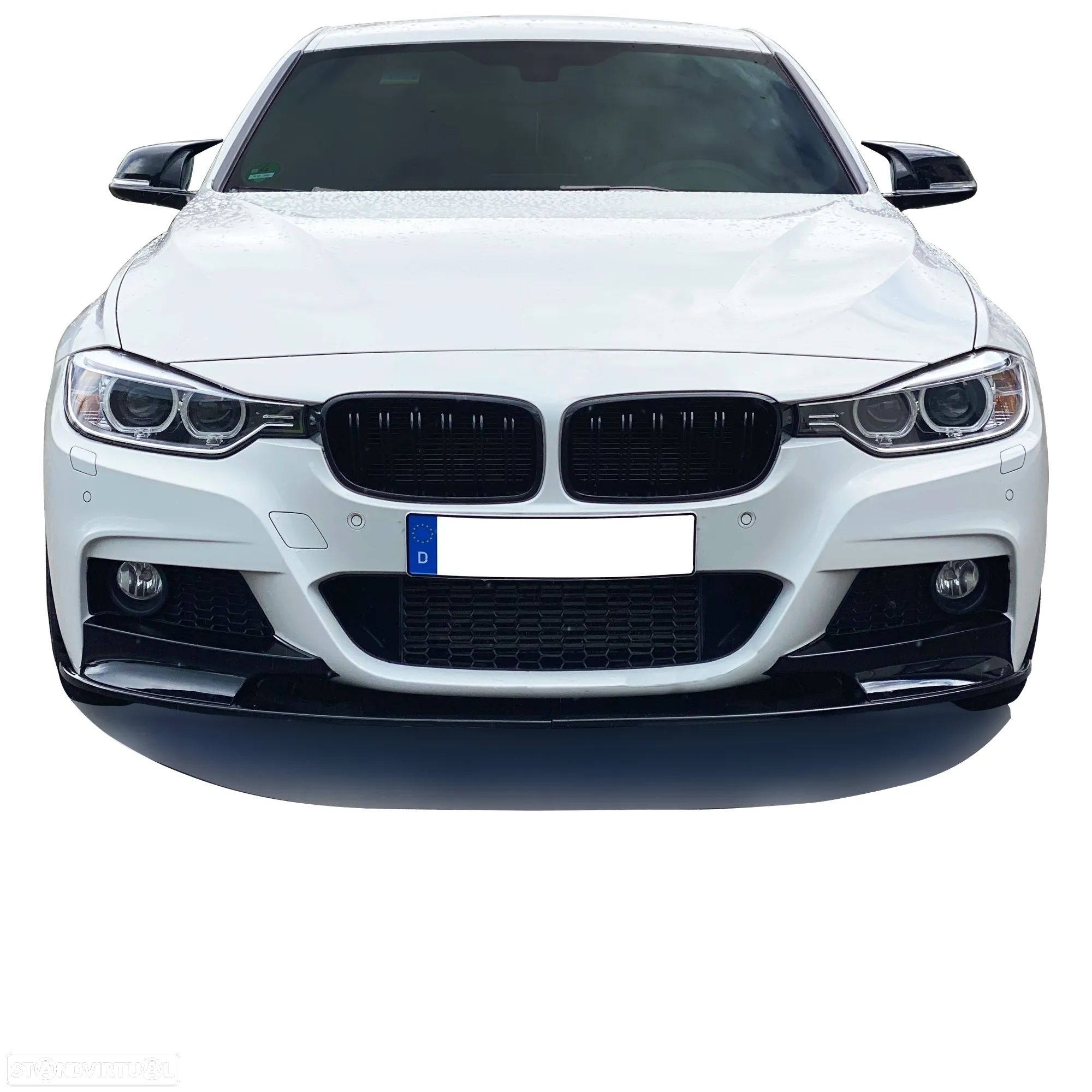 Aba / Spoiler / Lip Frontal em preto piano brilhante para BMW F30 / F31 11-19 M-Performance Look em plástico ABS - 1