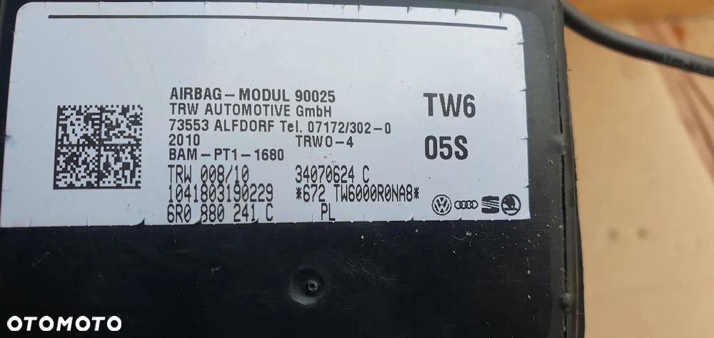 Poduszka fotela kierowcy lewa AIRBAG VW Polo V 6R 6R0880241C - 5