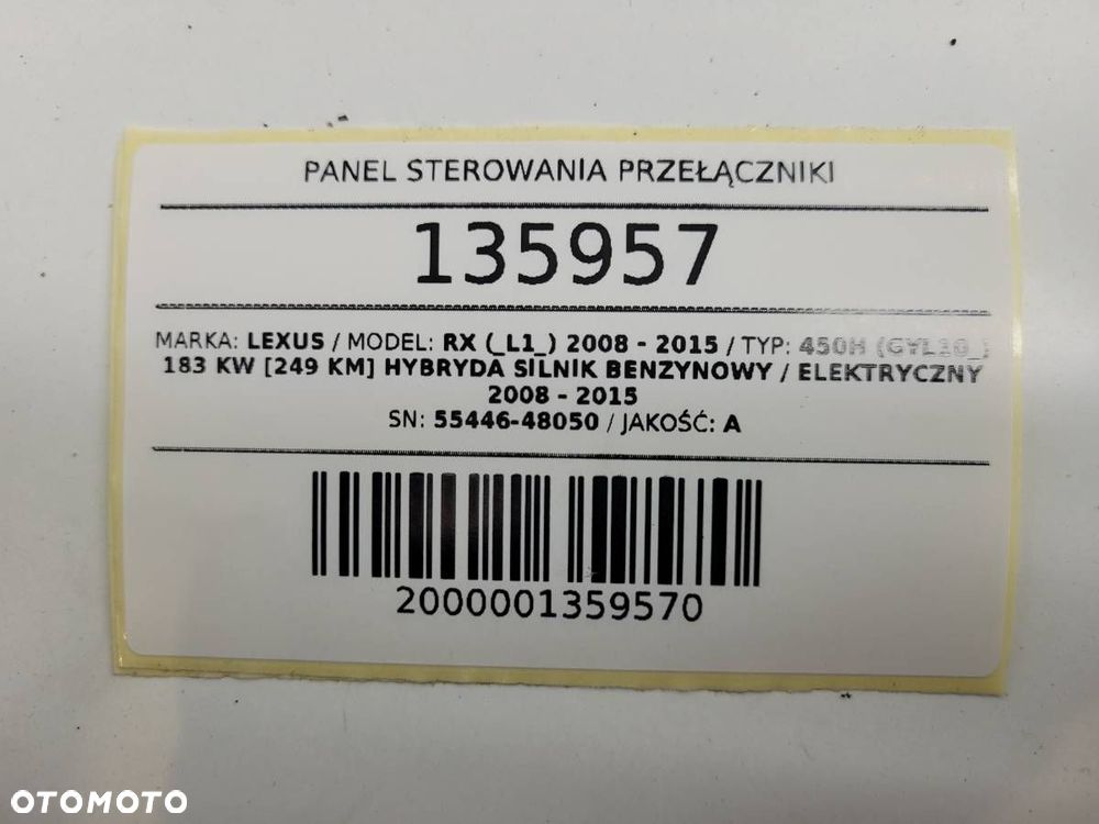 PANEL STEROWANIA PRZEŁĄCZNIKI LEXUS RX 450H III 55446-48050 - 8
