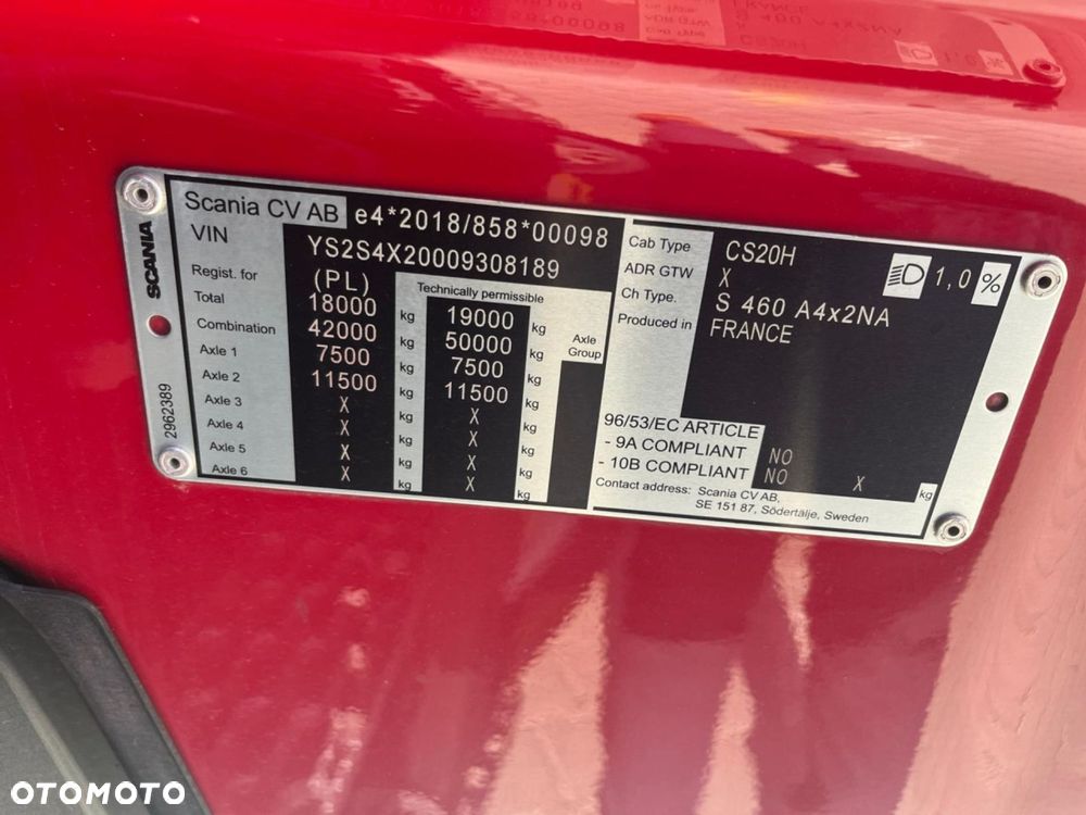 Scania S 460 A4x2NA 4 poduszki tył Solary Klimatyzacja - 6