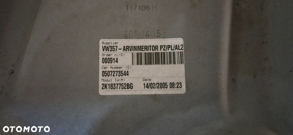 VW Caddy 2K III 2003-  Plansza drzwi przednia prawa Podnośnik szyby przód prawy Silniczek podnośnika Głośnik drzwi Moduł Sterownik 1K0959792C 1T0959702 EUROPA - 2
