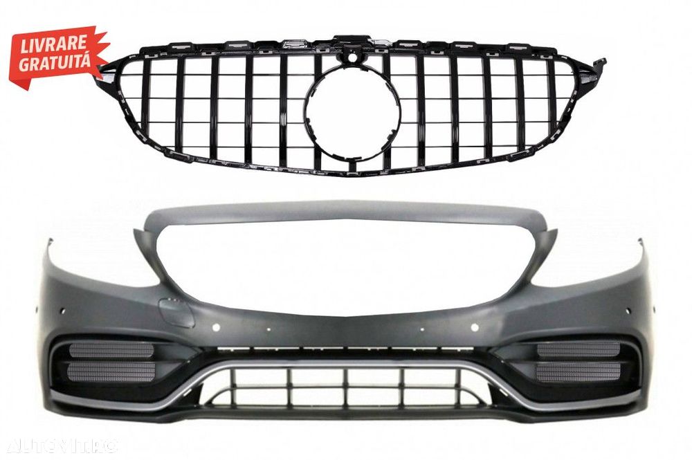 Bara Fata cu Grila Centrala Neagra cu Mercedes C-Class W205 S205 C205 A205 (2014-2- livrare gratuita - 1